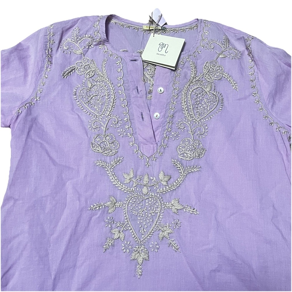 NWT‎ Matta Boho Embroidered 100% Cotton Lightweight Blouse, Women's Size XS